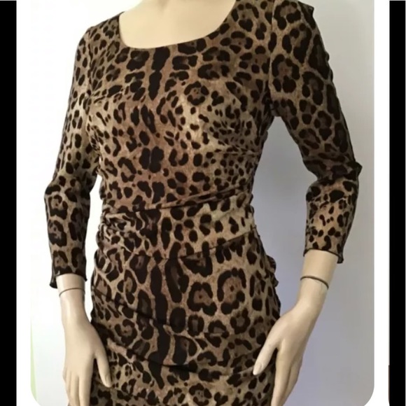 Dolce&Gabbana Leopard 3/4 Sleeve Ruched  Dress - Picture 5 of 10